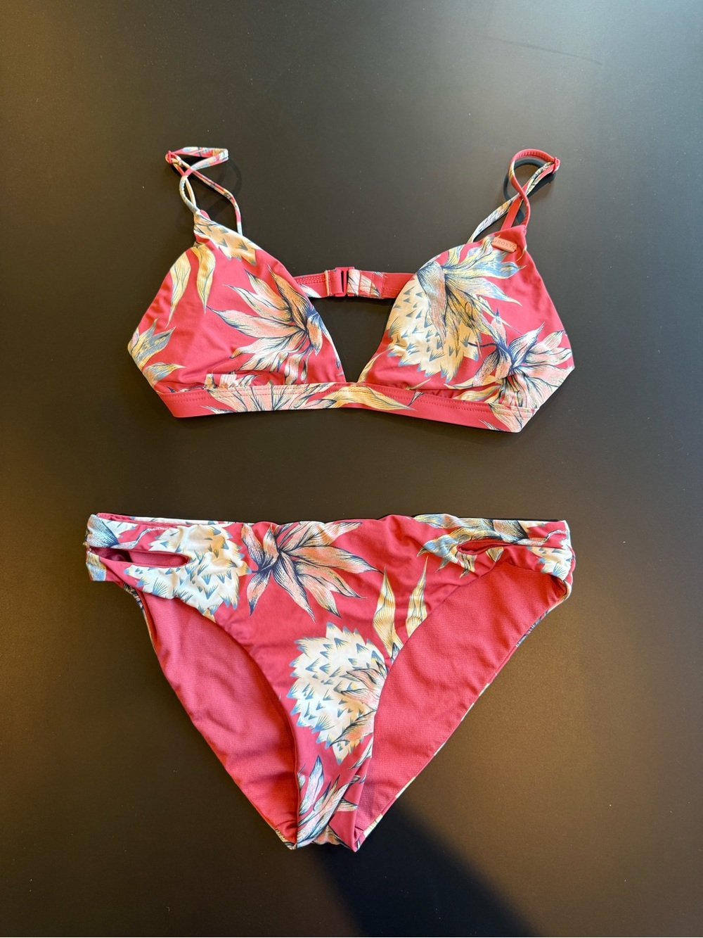 Roxy Pink Floral Triangle Bikini Set